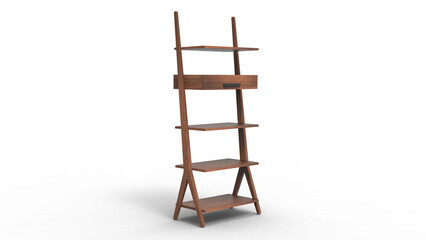 wood Shelve angle view with shadow 3d render