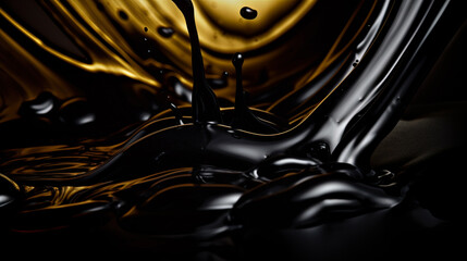 liquid black oil close up background, textured swirl