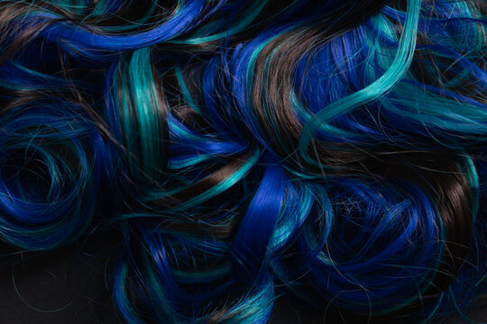 Background of vivid colored blue hair