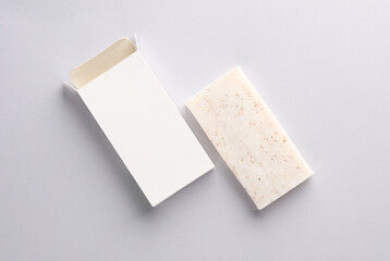 Soap box mockup on a gray background. Template for design