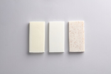 Bars of soap on a gray background