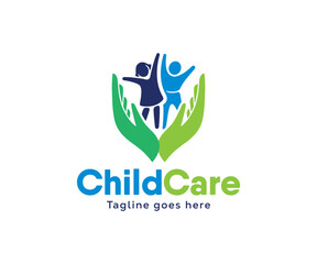 Child Care logo design vector. Kids Care logo design template