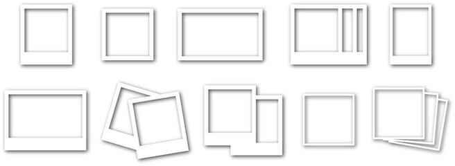 Realistic picture frame mockup rectangle, square collection. Blank frame border mockups. Isolated...