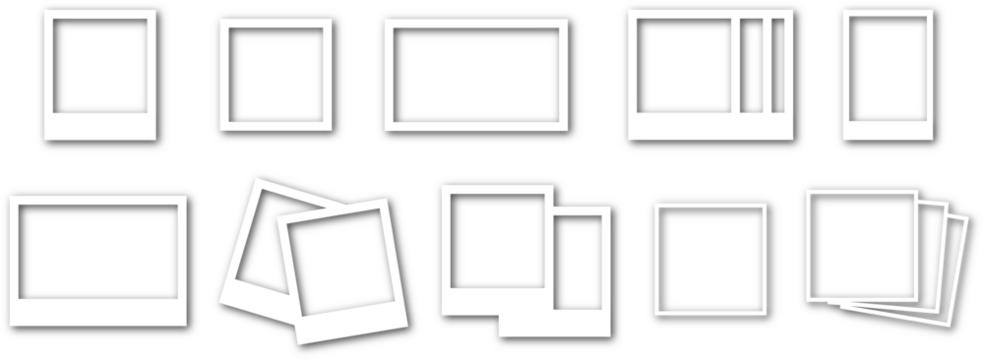 Realistic picture frame mockup rectangle, square collection. Blank frame border mockups. Isolated pictures frames mockup on transparent background. PNG image - Powered by Adobe