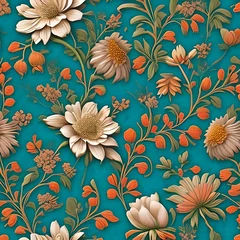 Poster Im Rahmen seamless pattern with flowers, wall art design. Generative AI. © TusharSingh