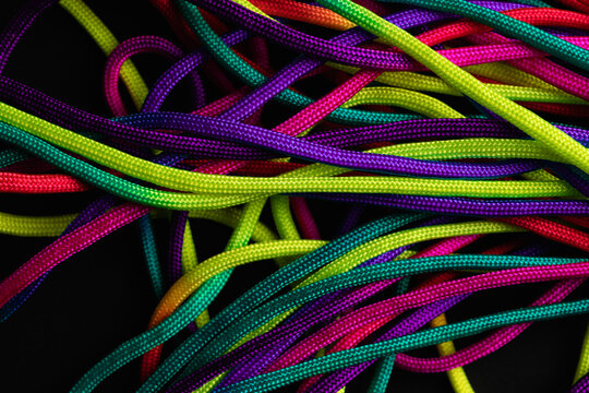 Vibrant colorful laces in pile