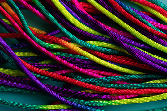 Vibrant colorful laces in pile