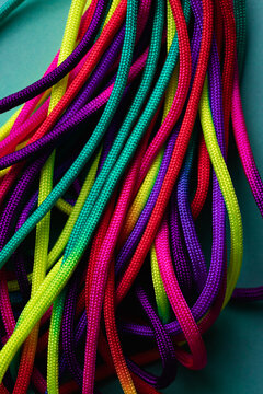 Vibrant colorful laces in pile