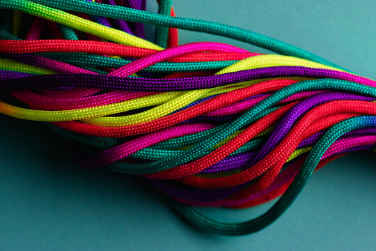 Vibrant colorful laces in pile
