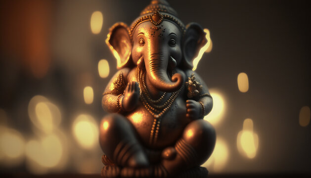 Divine Wisdom embodied in Indian Elephant Sculpture of Ganesha, the deity of intellect and knowledge
