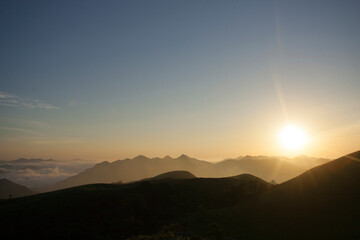 Sunrise on the top of the mountain