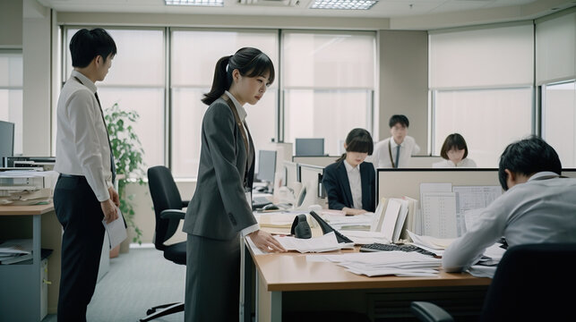 A fictional person. Dynamic Day-to-Day Life in a Japanese Office Environment