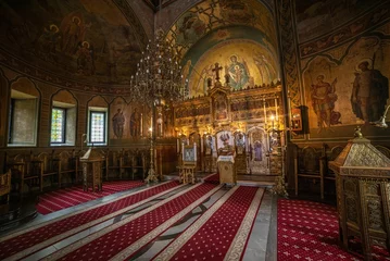 Fotobehang Historisch gebouw An orthodox church in Bucharest Romania with historical details