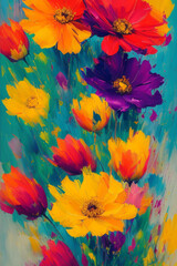 olpntng style, beautiful highly detailed photography of 1 flowers, sharp focus, dramatic, dynamic, lighting, elegant, colorful, centered, harmony, beauty, masterpiece, Generative AI