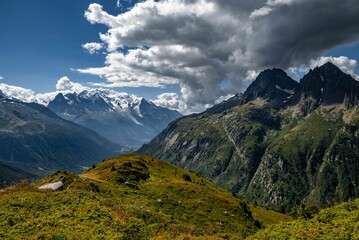 View of the mountains in Alps on a sunny day