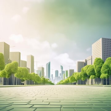 Green Space. The modern cityscape. Ecology and ecological balance concept. Generative AI