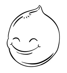 Cute and happy droplet in outlines for coloring, Vector illustration