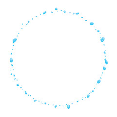 Blue water drops in circular shape over white background, Vector illustration