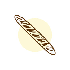 French baguette black line icon. Bakery.