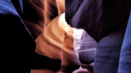 Beautiful shot of colorful rocks at Antelope Canyon in Utah