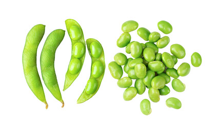 green soybeans seeds isolated on transparent png