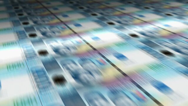 Philippines Peso money sheet printing. PHP banknotes loop print. Seamless and looped background concept of finance, economy crisis, inflation and business.