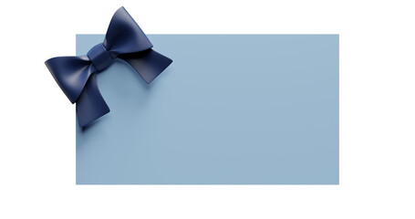 Greeting blank card with blue bow. Father's day 3d rendering