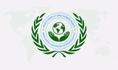 academic logo for peace conflict and human rights in BUP, green color, EPS file