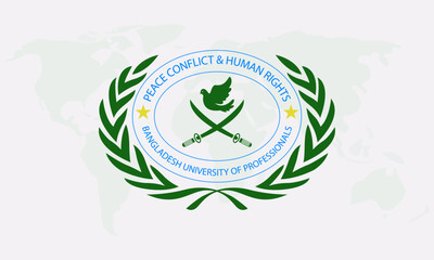 academic logo for peace conflict and human rights in BUP, green color, EPS file