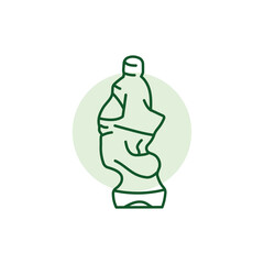 Plastic water bottle waste black line icon. Pictogram for web page