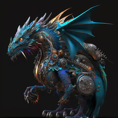 Obraz premium mechanical and electric dragon 