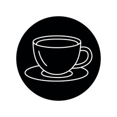 Cup for tea black line icon. Dishware