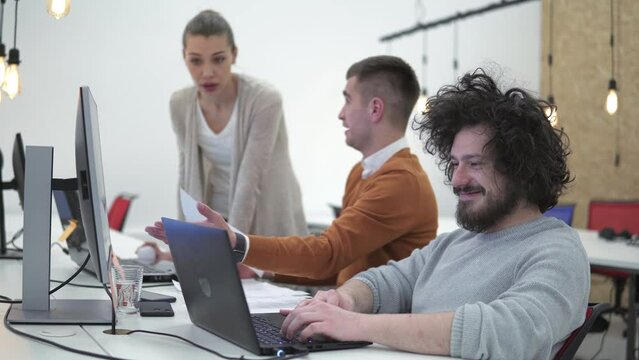 Business people working in startup coworking office