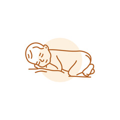 The baby is sleeping black line icon. Toddler development.