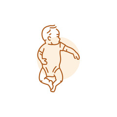 The baby is sleeping black line icon. Toddler development.