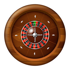 Roulette wheel. Casino roulette wheel. Vector clipart isolated on white background.