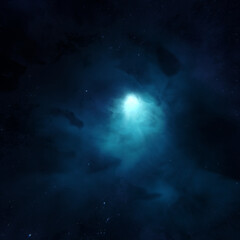Fototapeta na wymiar Blue Star in the Clouds PNG Background