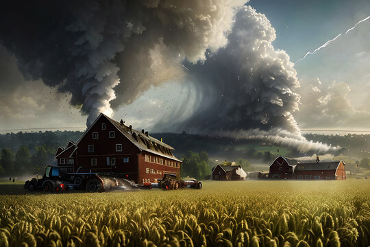 tornado destroys the farm. generative ai
