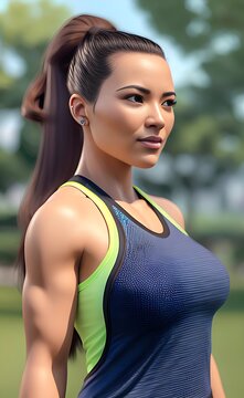 Woman exercising, sporty woman, beautiful woman doing sports, healthy woman, girl power, healthy beauty, outdoor sport, by generative ai
