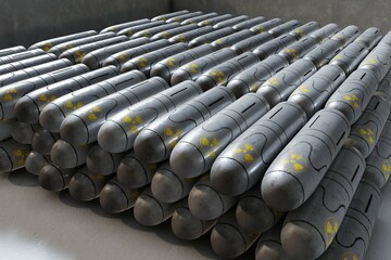 Uranium munitions. Nuclear tank projectile. Missile concept - obrazy, fototapety, plakaty