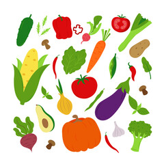 Vegetables. Set of vegetables. Vector illustration in flat style