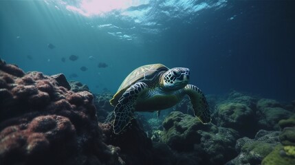 Naklejka na ściany i meble AI Captivating Marine Wildlife: Stunning Shots of Creatures in their Oceanic Habitat