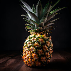 pineapple, fruit, food, isolated, tropical, fresh, healthy, sweet, ripe, ananas, white, juicy, green, diet, yellow, object, dessert, raw, freshness, exotic, natural, vitamin, generative ai