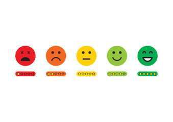 Feedback vector concept. Rating, level of satisfaction. Feedback in the form of emotions, smileys, emoji. User experience. Consumer review.