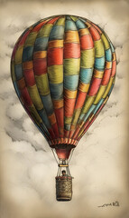 illustration of a balloon in the clouds, generative ai