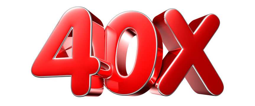40x red 3D illustration. Advertising signs. Product design. Product sales.
