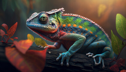 Colorful Changing Chameleon. Generative Ai.