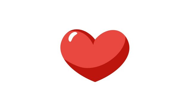 Heart beating, love icon on white background. Animation, cartoon, illustration, vector. Web symbol.