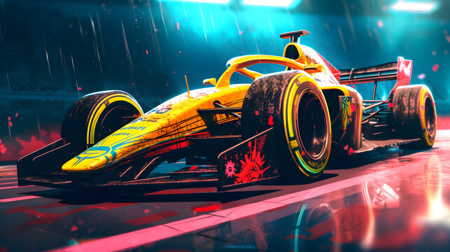 formula one driver art, with formula one cars, generative ai