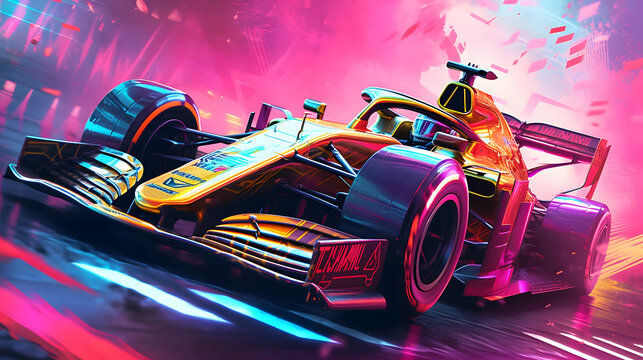 formula one driver art, with formula one cars, generative ai
